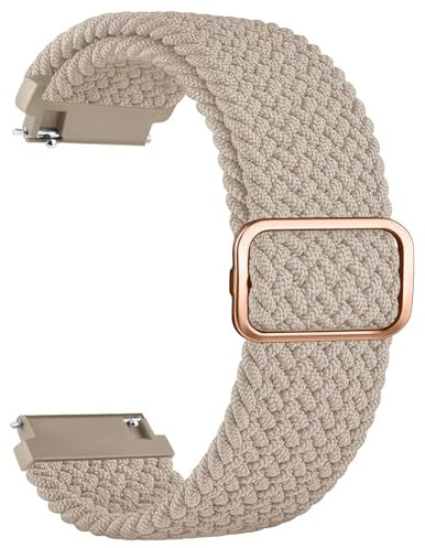 ZGCE 20mm Uhrenarmband Gewebtes Nylon Uhrenarmbänder, Mit Verstellbarer Metallschnalle, Schnellverschluss Sport Ersatzarmband 20mm Armband für Damen und Herren, Milchtee