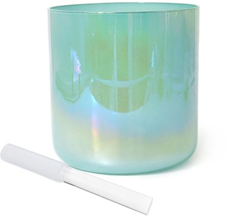 7 Inch Green Clear Sound Bowl Chakra Bowl, Alchemy Crystal Singing Bowl, Gift for Yoga Meditation & Sound Healing, With Acrylic Striker & O-ring(F Note)