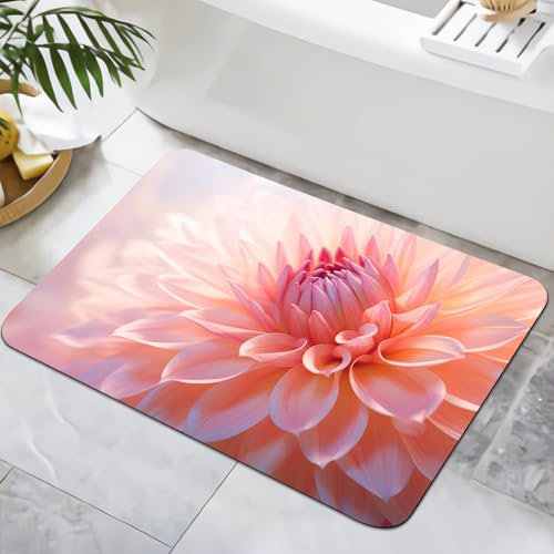 YISUMEI Badematte rutschfeste Badteppich 40x60cm Waschbar Schnelltrocknende Badezimmerteppich, Duschvorleger für Dusche, Badewannen, WC Deko (Blumen-1)