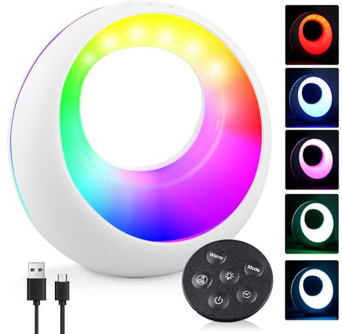 BORDEAG LED Nachttischlampe mit RGB Farbwechsel, Touch-Dimmbar & Fernbedienung – Kabellos, Timer/Memory-Funktion – Kinder- & Baby-Nachtlicht für Schlafzimmer/Wohnzimmer – Deko & Praktisches Geschenk
