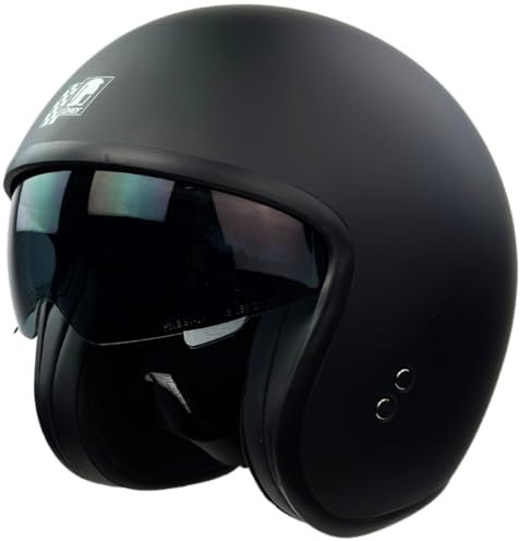 Römer Jethelm RR10701 - Motorradhelm mit Sonnenvisier + gratis klaren Visier, matt schwarz, XL