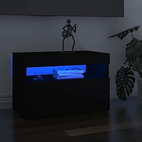 CINDERFUL Mueble de TV con Luces LED Negro 60x35x40 cm,Mueble para Televisor con LED RGB Iluminación Moderno y Práctico para Cualquier Habitación Muebles TV
