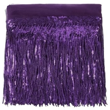 TYNXK Fransen Mit Quastenbesatz 30 cm Blatt Pailletten Fransen Spitze Quaste Trim Bühne Latin Dance Perlen Reihe Kleid Vorhang Ornamente hängende Blume Fransenbesatz(Purple,2 Yards)