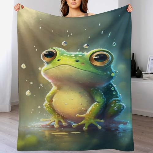 AAPZY Frosch Kuscheldecke Flauschige Decke Decke Vier Jahreszeiten Wohndecke Dicke Sofadecke Couchdecke Weiche Fleecedecke Flannel Sofaüberwurf Tagesdecke Für Bett/Sofa （140×180cm）