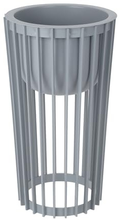 DIKEL Blumenständer Ø 30 cm x H 54 cm | Pflanzenständer aus robustem Kunststoff, beidseitig verwendbar | Blumenhocker für drinnen und draußen | Pflanzentisch modern und praktisch | Platin