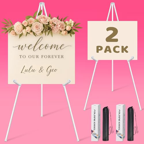 VAIIGO Weiße Staffelei für Schilder und Poster, 160 cm, verstellbare Metall-Staffeleien für Hochzeit, Willkommensschild, Malerei, Leinwand, Kunst-Display, tragbares, faltbares Stativ mit Tragetasche