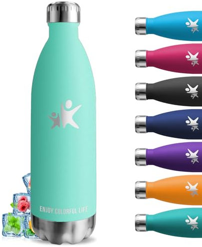 Botella Termica- 1 litro- Botella Agua, sin BPA, Botella Agua Gimnasio, A Prueba de Fugas, Botella Metal, Mantiene 24H Frio/12H Calor, Botella Agua Acero Inoxidable para Agua, Café, Té, Bebidas, Negro
