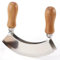 Wudaizhi Picadora De Hierbas Mezzaluna con De Madera, Cuchillo Basculante De Doble Hoja De Acero Inoxidable, Tabla Curva De Madera, Tabla para Cortar Hierbas, Picadora para Ensalada