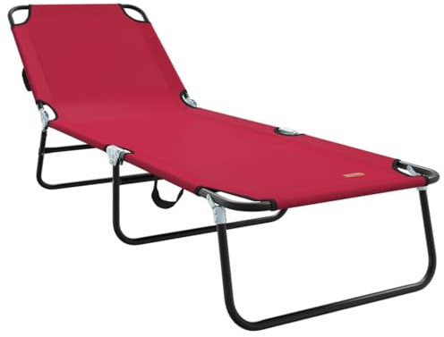 vidaXL Folding Sun Lounger Folding Red 188 x 57 x 86.5 cm Polyester