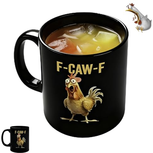 F-Caw-F Lustige Hühner Tasse, F-Caw-F Keramik Kaffeetasse Mit Hühnermotiv, FCAWF Meme Hahn Kaffeetasse, Tassen Mit Bauernhof Tiermotiv Und Ergonomischem Henkel Für Tee, Wein, Milch(A)