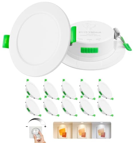 Laiebri LED Einbaustrahler 230V Dimmbar 5W Einbau Deckenspots 10er Set | 68-75mm Loch Einbauleuchten IP44 LED Spots für Bad, Küche & Wohnzimmer, Flimmerfrei Warmweiß Neutralweiß Kaltweiß