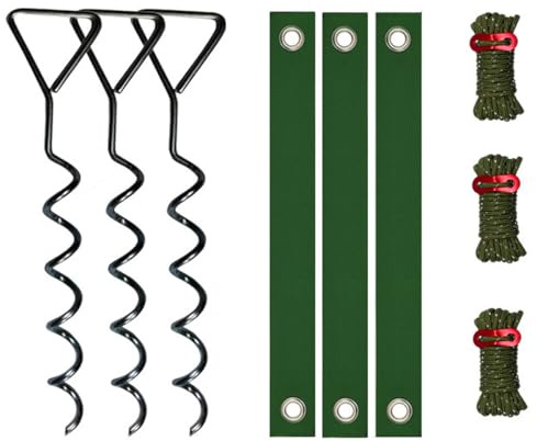 Bibykivn Bodenanker Erdanker 40cm Bodenanker aus Stahl Boden Anker Zelt Heavy Duty Trampolin Anchor Zum Eindrehen für Zelte, Schaukelgestell, Vordächer, Camping, Widerstehen Starkem Wind (Schwarz 2)