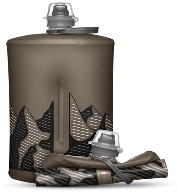 HydraPak Stow – faltbare Trinkflasche für Rucksacktouren (1L) - BPA-frei, ultraleicht, auslaufsicherer Drehverschluss – Mammutgrau