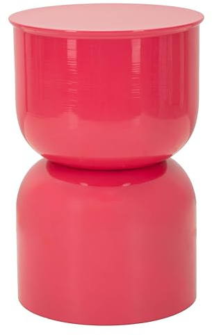 MF Oyi Fuxia Metall Beistelltisch, Pink, Rund, 31 cm Durchmesser, 46 cm Höhe, Glänzende Oberfläche, Modernes Design