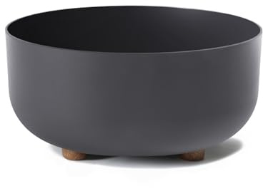 LAMELA Kunststoff Blumentopf rund mit Füßen, Ø 30 cm, 7,7 L - Anthrazit | UV- und frostbeständig, minimalistisches Design - für innen und außen, ein dekorativer Blickfang das ganze Jahr
