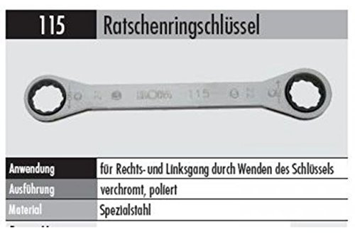 Elora 115016171000 Ratschenringschlüssel gerade 115-16x17mm