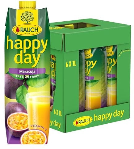 Rauch Happy Day Maracuja | mit viel Vitamin C | exotischer Zauber und intensiver Geschmack | 6x 1l Tetra Prisma