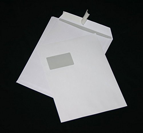 50 St. Versandtaschen extra stark 120 gr. DIN A4 C4 weiß mit Fenster Kuvert Haftklebend Briefumschläge HK