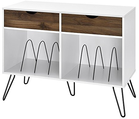 Novogratz Concord Turntable Stand with Drawers, White