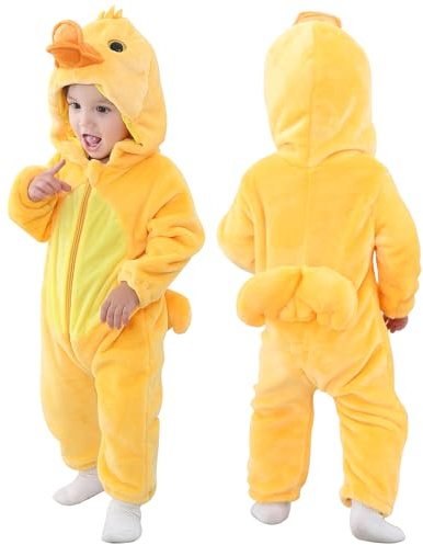 COOKY.D Combinaison d'hiver Bébé Grenouillère avec Capuche,3-36 Mois | Tout-Petit Halloween Flanelle Cosplay Combinaison,Garçons Filles Dessin Animé Déguisement,Mignonne Barboteuse