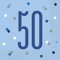 Papierservietten - Zahl 50 - 16,5 cm - Glitzer Blau & Silber Geburtstag - 16er-Packung