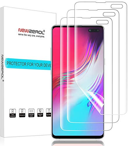 NEWZEROL 3 Stück Displayschutzfolie Kompatibel für Samsung Galaxy S10 5G, [Fingerabdruckerkennung auf dem Bildschirm] [Premium-Qualität] Anti-Bubble Soft TPU - Transparent