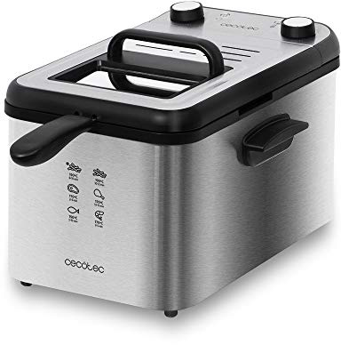 Cecotec freidora eléctrica CleanFry Infinity 4000 Full INOX. 4 L, Filtro OilCleaner, 3270 W, cubeta, cestillo de freír y Filtro OilCleaner Aptos lavavajillas, Temporizador 30 min y Cubeta Acero.