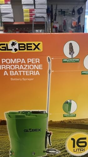 POMPA IRRORATRICE A BATTERIA A LITIO GLOBEX GARDEN 16LT 12V A SPALLA COMPLETA