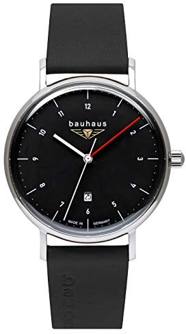 Bauhaus Herrenuhr Quarz mit Datum mit Lederarmband 2140