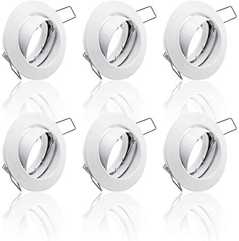 6x SET Einbaustrahler + GU10 für 230V weiß Schwenkbar rund Einbau Spots Decken Strahler Leuchte Spots Deckenleuchte Lampe Einbauleuchte Einbaurahmen 104S-TP WH