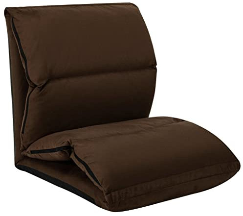 vidaXL Bodenstuhl Faltbar Schlafsessel Sofastuhl Sessel Lounge Bodensessel Liege Bodenkissen Sitzkissen mit Rückenlehne Braun Mikrofaser
