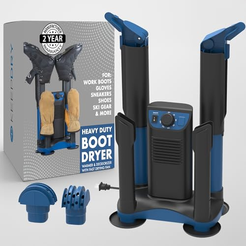 KEEPDRY Forced Heat Stiefeltrockner – robuster Schuhtrockner mit Hitzeschalter und Timer – schnell trocknende Kleidungsstücke – Faltbare Trockenschläuche, Schwarz