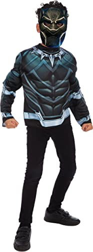Rubie’s Herren Black Panther Top und Maske, Noir, 5-8 Jahre