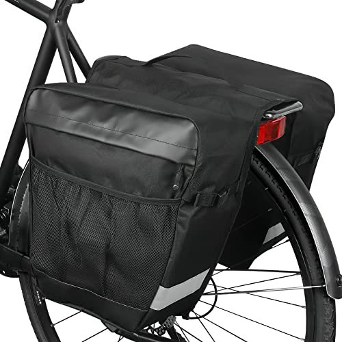 Welltop Sacoche Velo Porte Bagage Arriere, étanche 28L Sac de Cadre Double Sacoche de vélo Porte, Sacoche de Siège Arrière de vélo avec poignée, Bande réfléchissante