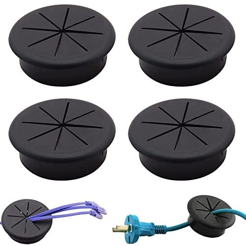 Schreibtischöse, schwarz, aus Kunststoff, flexible Schreibtischöse, Kabeldurchführung für Schreibtisch, 60 mm, runde Kabeldurchführung, versenkbar, Schreibtischöse, Kabelloch für Tisch, Computertisch,