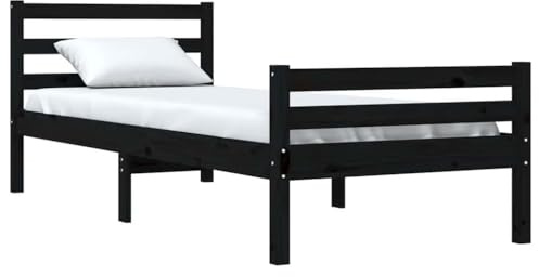 vidaXL Massivholzbett Einzelbett Bettgestell Lattenrost Bett Holzbett Bettrahmen Schlafzimmerbett Schlafzimmermöbel Schwarz 100x200cm