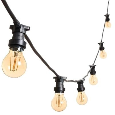 Mu 5M Lichterkette Außen, Outdoor Erweiterbar Auf 1000W, 10 Birnen S14 Led 2W (=15W) E27 Wetterfest Ip65, lichterkette außen strom Deko für Gartenparty Hochzeit Garten Hochzeit|5M, Schwarz