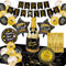 34 Stück Silvester Deko Gold, Silvester Party Dekoration Set, Happy New Year Banner, Foil Ballons, Champagnerflasche Folienballon, Silvesterpartydeko Accessoire für Silvesterparty