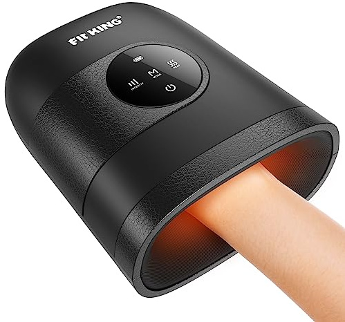 FIT KING Hand Massager with Heat for Hand Massage and Arthritis Carpal Tunnel Finger Numbness Relief - Cordless & Portable & Touch Screen - Ideal for Women Men Parents