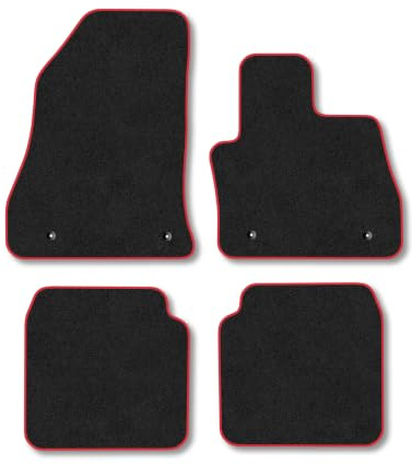 Fiat 500L (2013-2022) Carpet Car Mats | Red Edge Trim Tailored Fit Floor Mats Full Coverage Protection Accessories Easy Clean Anti Slip Made in the UK