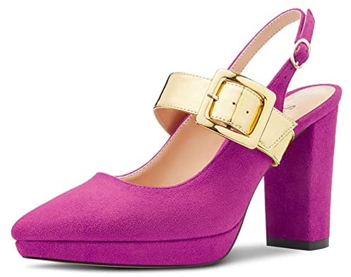 Saekcted Mujer Chunky Ancho Alto High Plataforma Heel Puntiaguada Punta Sandalias Correa Tobillo Mary Jane Pumps Fiesta Zapatos