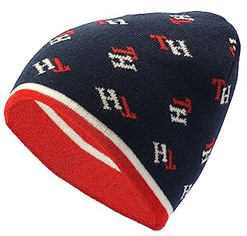 Tommy Hilfiger Jungen Reversible Tilted TH Beanie Navy Blazer Multi, 4-7