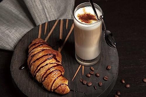Black Glass Chopping Board Morning Vibes Tempered Glass Croissant & Late Print
