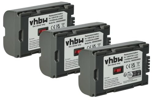 vhbw 3x batteria compatibile con Panasonic NV-DS60, NV-DS65, NVDS77, NV-DS8, NV-DS88, NV-DS89 videocamera camcorder (900mAh, 7,2V, Li-Ion)