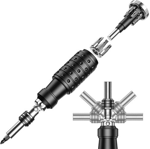 ANBEISTEE Destornillador 13 en 1, Juego de Destornilladores de Trinquete Multiusos Portátiles, con Cabeza de Trinquete Giratoria 180° y Extensiones, para Reparación Diarias y al Aire Libre