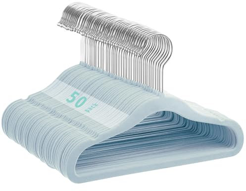 Mangokit Basics Kids Velvet Hangers 50 Pack, Anti-Rutsch-Baby-Bügel, platzsparende Nursery Kleiderbügel, perfekte Säuglings-/Kleinkind-Kleiderbügel für den täglichen Gebrauch (28cm, Blau)
