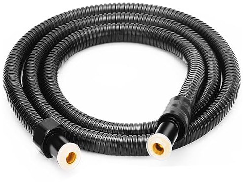 Tubo doccia nero 2m acciaio inossidabile flessibilita superiore con rinforzo Resistente alla torsione e all'usura Compatibilita universale tubo per doccia nero tubo doccia flessibile nero