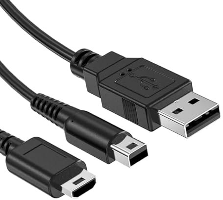 LINXINS 2-in-1 Charger Cable for Nintendo DS Lite, Durable Charger Cable Flexible Design, Universal Replacement Charger for DS Lite, 3DS, New 3DS XL, 2DS, DSi & More