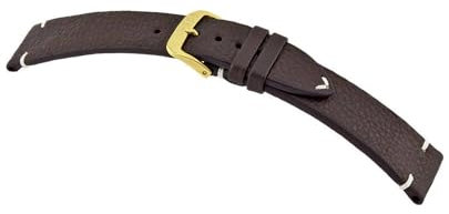 MANUFAKTURWERK Uhrenarmband Altona | Leder | für Damen und Herren | goldene Schließe, Größe:M (Standard). 22/20 mm, Farbe:Mokka