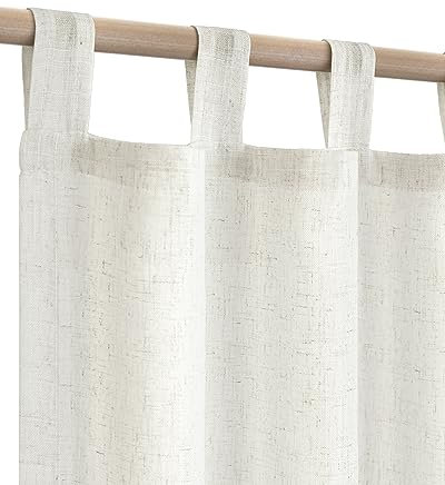 KOUFALL Vorhänge, lang, Leinen, durchscheinend, halblichtfilternd, Landhausstil, Boho, Fenstervorhänge für Wohnzimmer, Schlafzimmer, cremefarben, elfenbeinfarben, gebrochenes Weiß